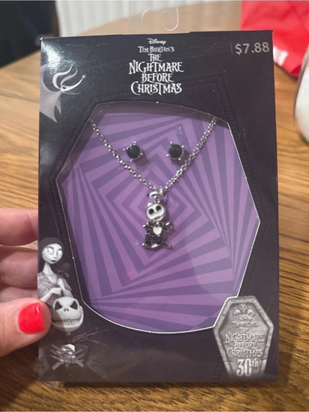 Jack Skellington Necklace & Earring Set - Purple